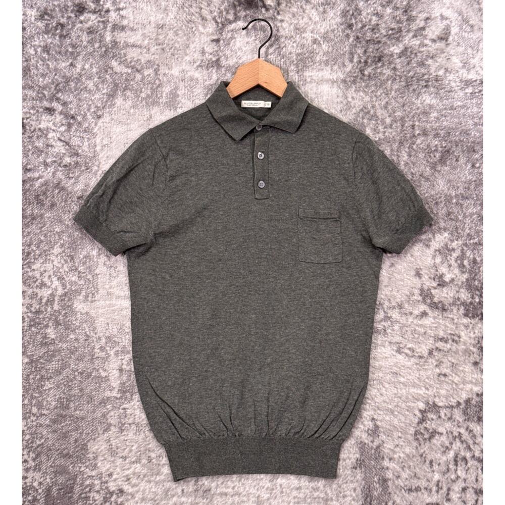 SUITSUPPLY Linen Cotton Knit Polo Shirt Small Mens Green